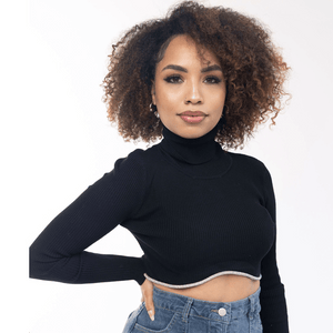 Long Sleeve Diamond Crop Top - Mintii