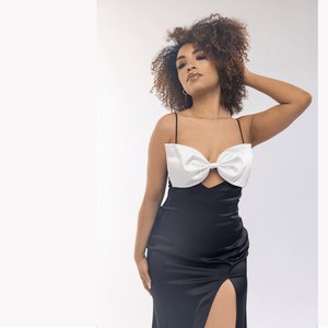 Pretty Bow Silk Dress - Mintii