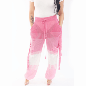 Pink Knit Ombre Pants - Mintii
