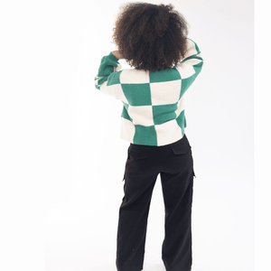 Checker Box Sweater Green - Mintii