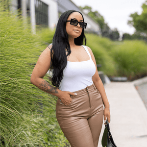 Caramel Leather Pants - Mintii