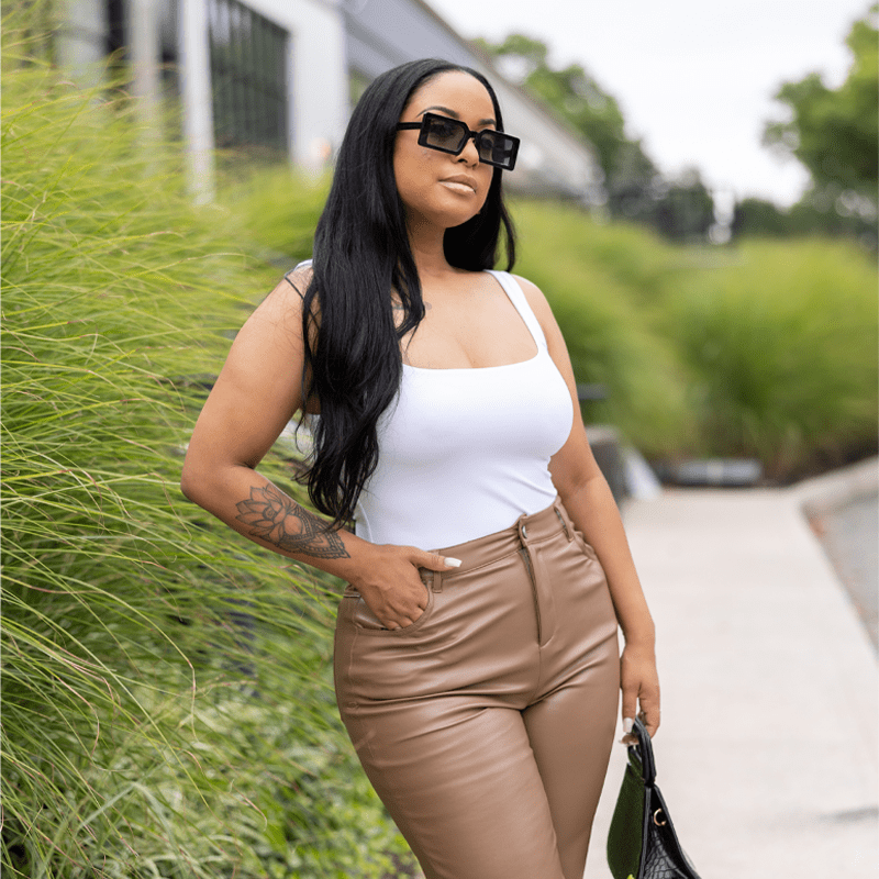 Caramel Leather Pants - Mintii