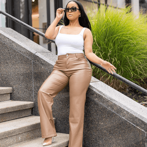 Caramel Leather Pants - Mintii