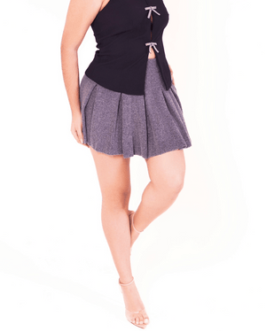Grey Knit Skater Skirt - Mintii