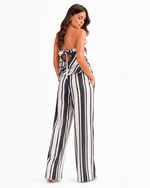 White and Navy Stipe Set - Mintii