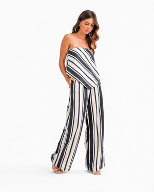 White and Navy Stipe Set - Mintii