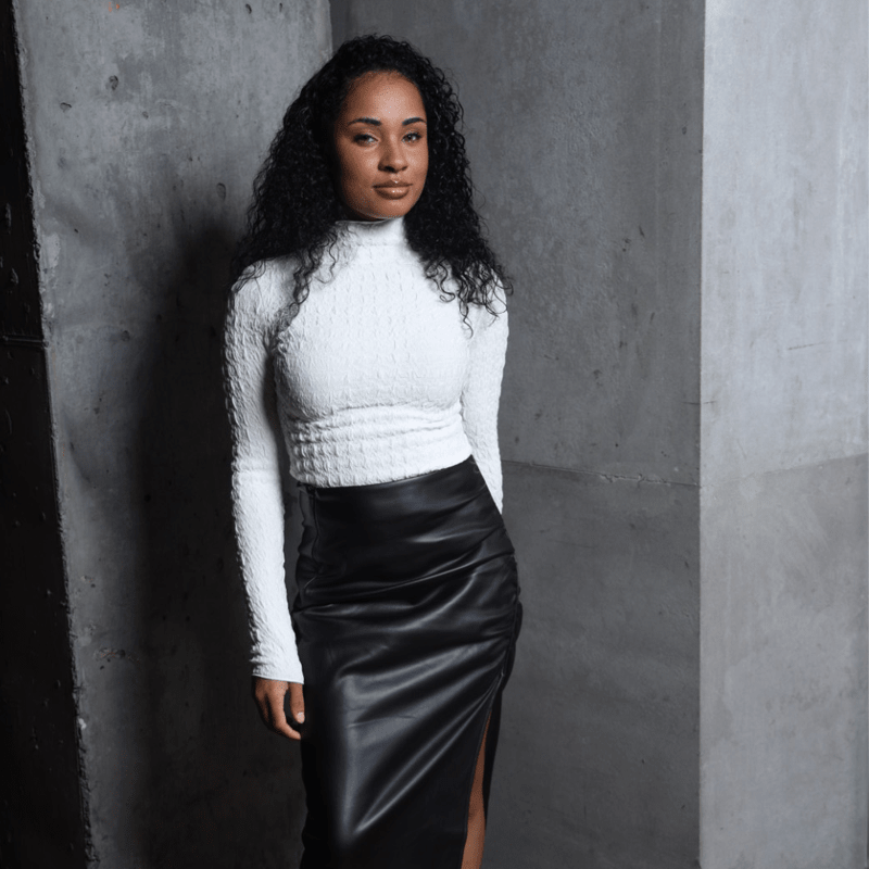 Textured long sleeve white top - Mintii