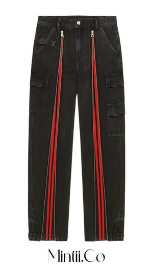Red Stripe Cargo Pants - Mintii