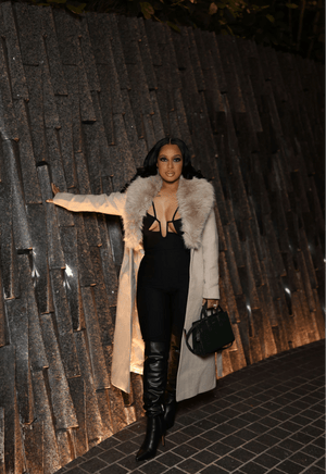 Black Plunge V-Neck Jumpsuit - Mintii
