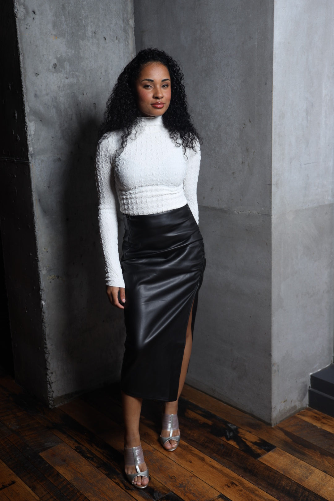 Buy online Mintii Paris Black Leather Skirt