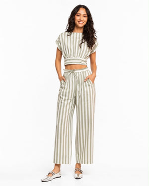 Green and White Stripe Set - Mintii