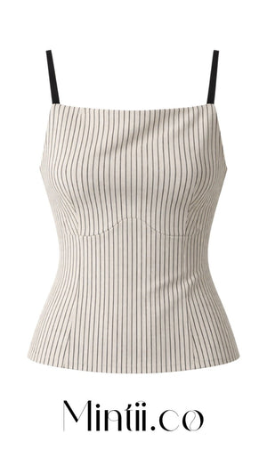 White & Black Back Tie Top - Mintii