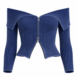 Blue Over Shoulder Zip Top - Mintii