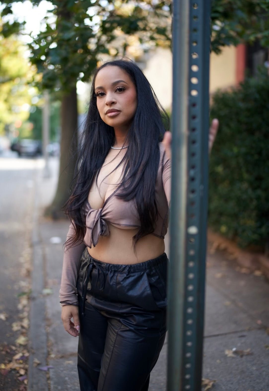 Brown Cross Crop Top - Mintii