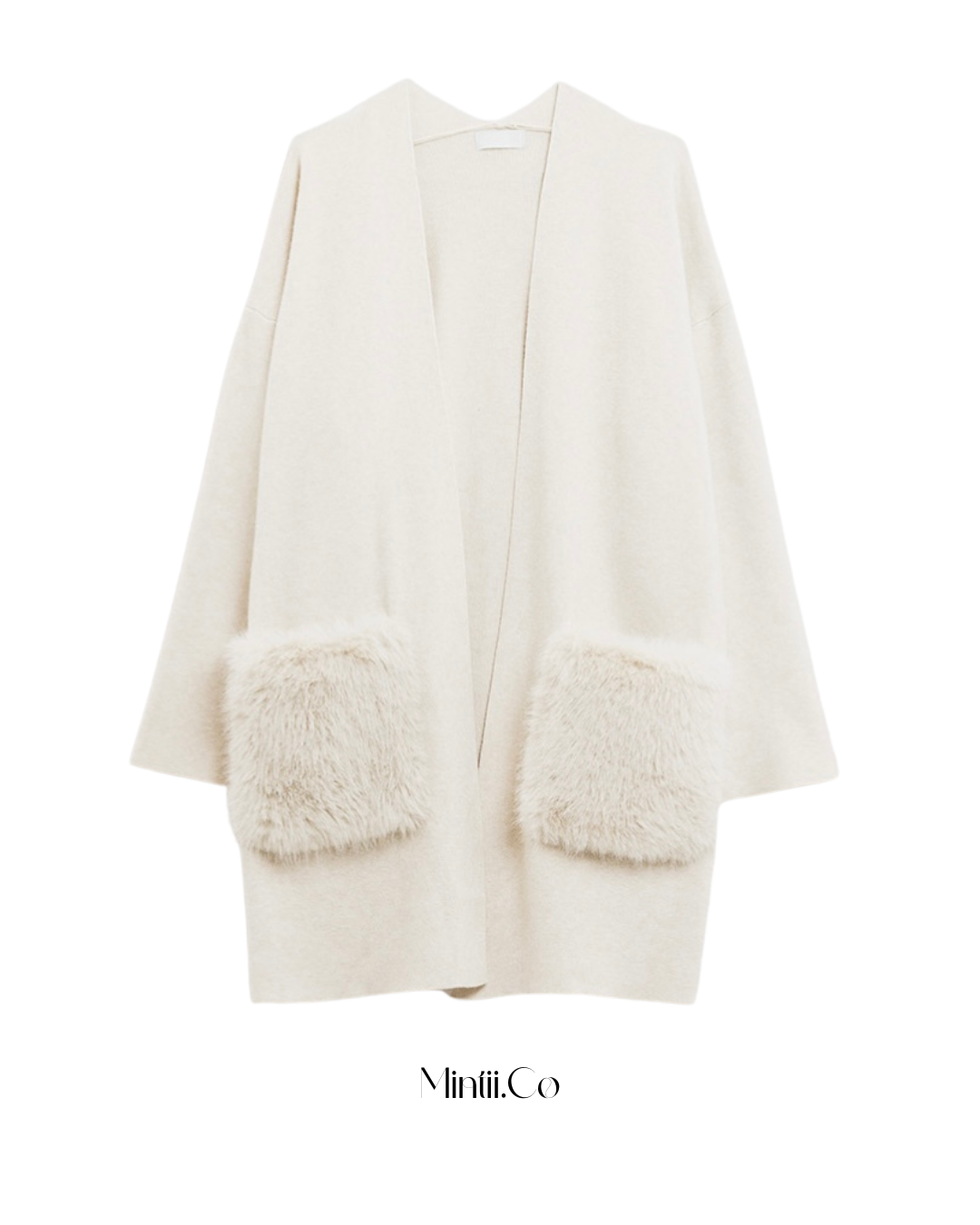 Off White Fur Pocket Cardigan