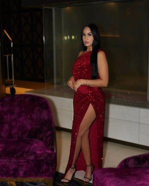 Rubi Red Sparkle Dress - Mintii