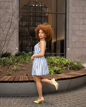 Sky Boat Striped Mini Dress - Mintii