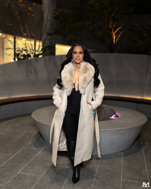 Long Classic Trench Coat With Fur - Mintii