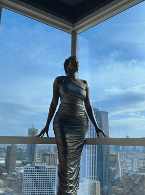 Ombre & Gold Mesh layered Maxi dress - Mintii
