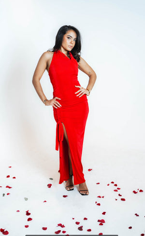 Candy Red Halter Top Dress - Mintii