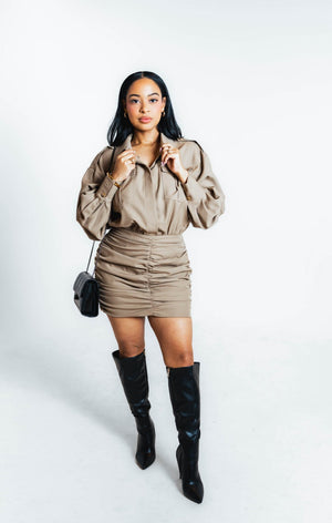 Khakis Button up Dress - Mintii