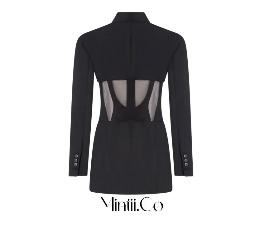 Black Sheer Corset Blazer