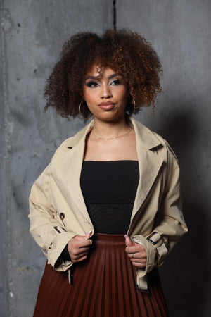 Khaki Crop Trench jacket - Mintii
