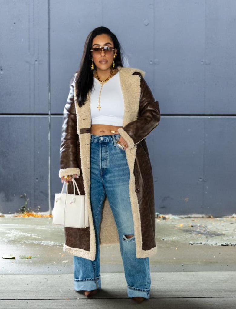 Mocha Fur Lined Leather Jacket - Mintii