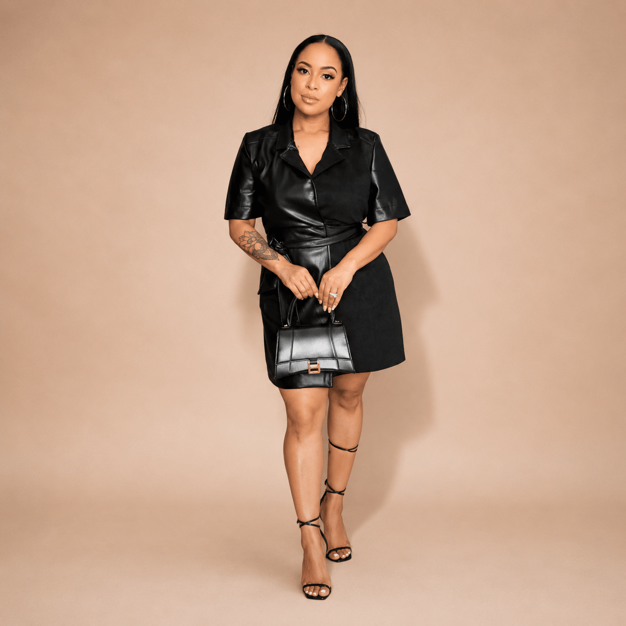 Laurii Suade and Leather Black Dress - Mintii