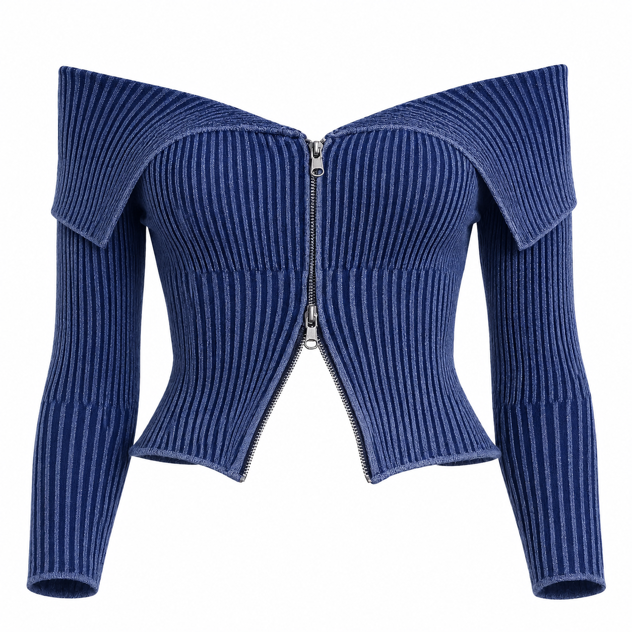 Blue Over Shoulder Zip Top