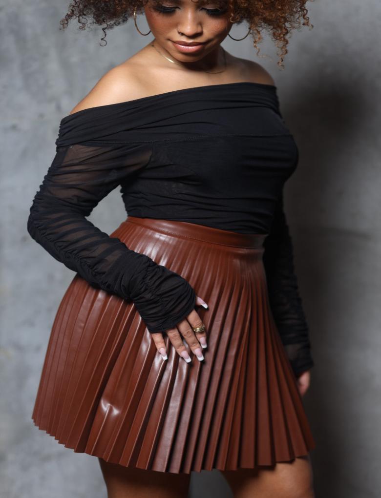 Brown Leather Skirt – Mintii