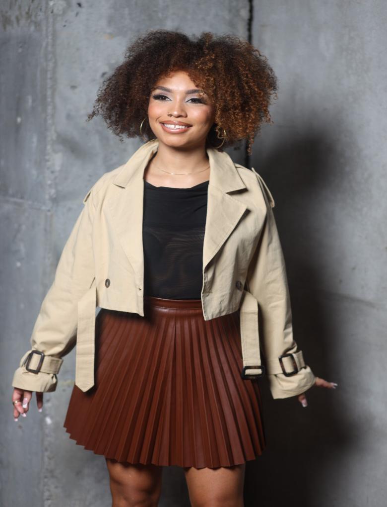 Khaki Crop Trench jacket