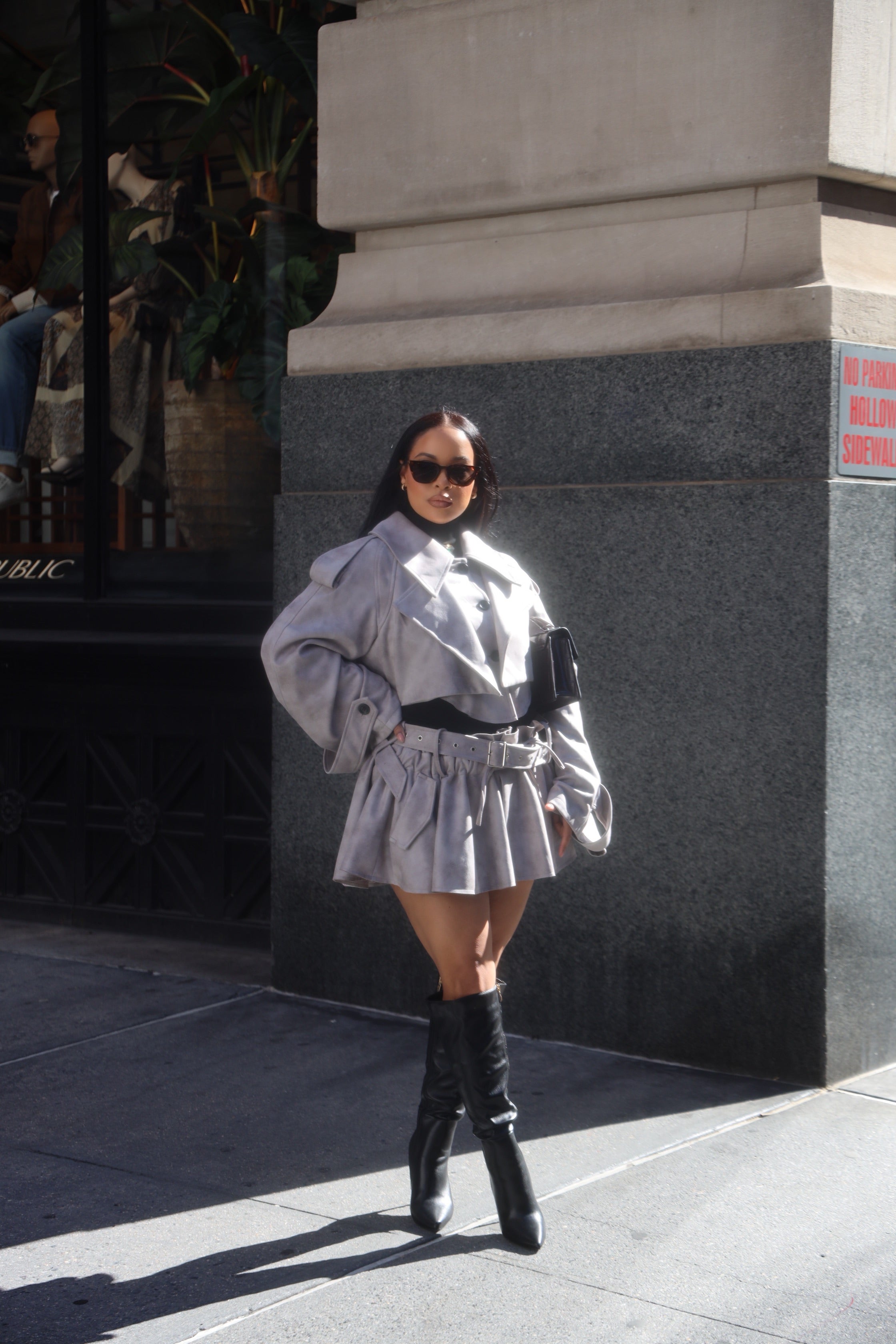 Grey Trench Jacket & Skirt Set – Mintii