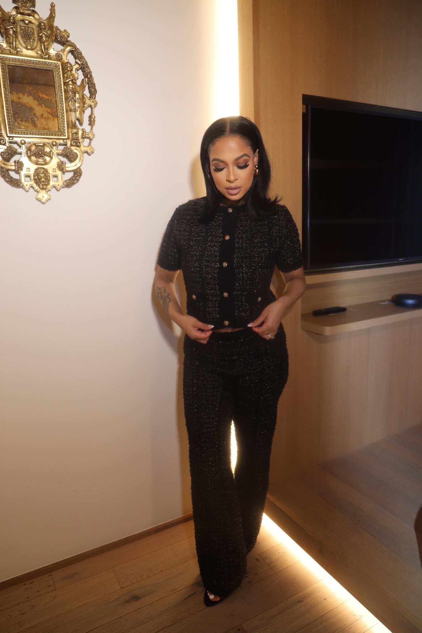 Jade Black Tweed Set – Mintii