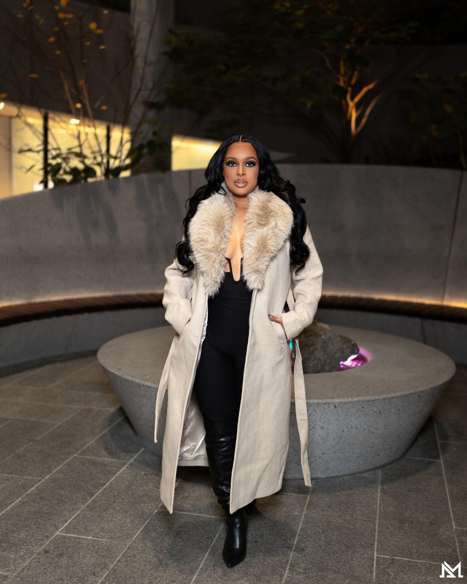 Long Classic Trench Coat With Fur - Mintii