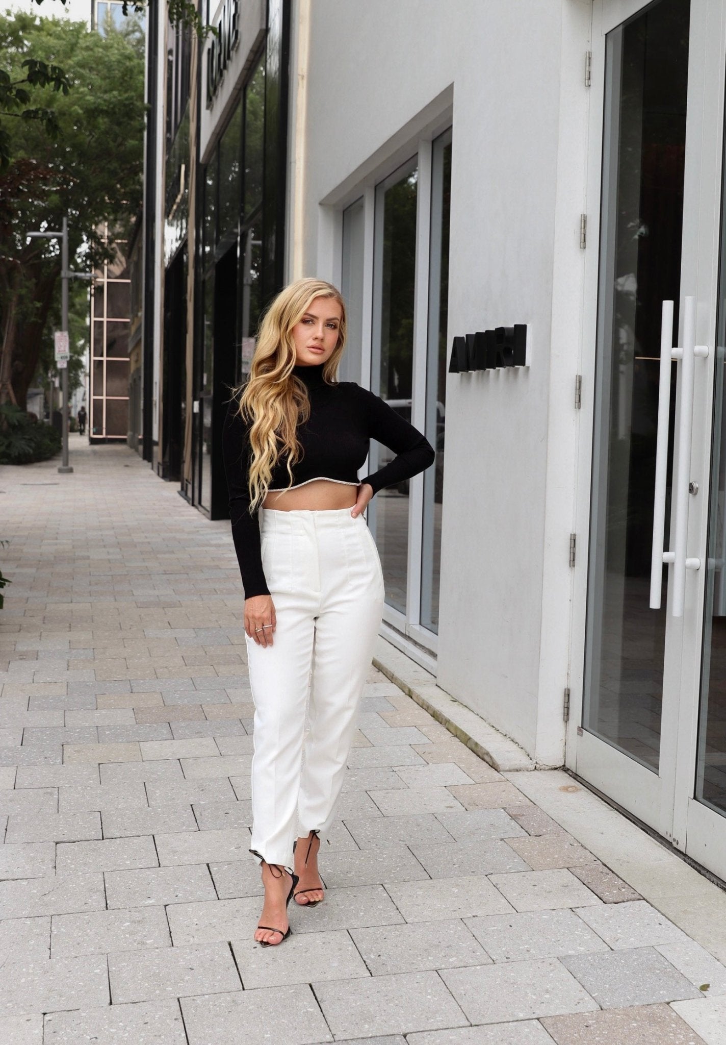 Long Sleeve Diamond Crop Top - Mintii